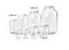 WIDE-MOUTH GLASS JARS with Plastic White Lids - Crystal-clear storage for dry or liquid food products.