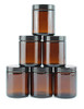 8oz / 9oz Amber Glass Jars (6-Pack); Straight Sided Cosmetic Jars, Great for Body Butter, Creams, Stash Jars, Etc.