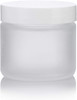 2 oz Frosted GLASS Jar Straight Sided w/ White Plastic Lined Cap- Pack of 24