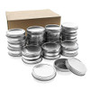 Mimi Pack 24 Pack Tins 1 oz Shallow Round Tins with Solid Screw Lids Empty Tin Containers Cosmetics Tins Party Favors Tins and Food Storage Containers (Sliver)