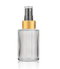 1 Oz Clear Cylinder Glass Bottle w/ Black Matt Gold Fine Mist Sprayer