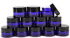 2 oz Blue Round Glass Jars with Plastic Lids and Inner Liners. Set of 15 Pack.