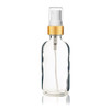 4 Oz Clear Glass Bottle with White Gold Fine Mist Sprayers