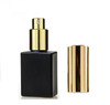 1 oz Black SQUARE Glass Bottle w/  Shiny Gold Treatment Pump 18-415 Tamper Evident Neck Finish