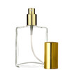 1 oz Clear SQUARE Glass Bottle w/ Shiny Gold Treatment Pump  18-415 Tamper Evident Neck Finish