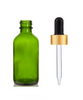 2 Oz Green Glass Bottle w/ Black Matt Gold Glass Dropper