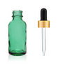 2 Oz Caribbean Green Glass Bottle w/ Black Matt Gold Dropper