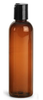 4 oz AMBER Plastic PET Cosmo Bullet Bottle 20-410 neck w/ Black Disc Cap