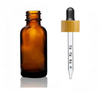 1 oz Amber Glass Bottle w/ Black-Bamboo Calibrated Glass Dropper