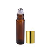 1/3 oz (10ml) AMBER Glass Roll on Bottles with Metal Roller Ball & Gold Caps