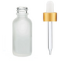 1 Oz Frosted Glass Bottle w/ White-Matt Gold Regular Glass Dropper