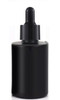 1 Oz Black Cylinder Glass Bottle with 20-400 neck finish with Black Regular Smooth Droppers