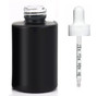 1 Oz Black  Cylinder Glass Bottle with 20-400 neck finish with White Bullnose Calibrated Dropper