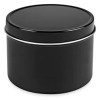 Deep Metal Tins - Round, 6 oz, Solid Lid, Black-Pack of 48