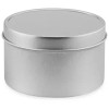 Deep Metal Tins - Round, 8 oz, Solid Lid, Silver-Pack of 48