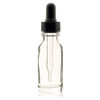 1/2 oz (15ml) CLEAR Glass Bottle - w/ Black Regular Glass Dropper