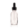 1 oz CLEAR Glass Bottle - w/ Black Regular Glass Dropper