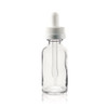 1 oz CLEAR Glass Bottle w/ White Child Resistant Dropper