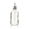 2 oz CLEAR Glass Bottle - White Child Resistant Dropper