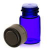 5/8 Dram Blue Glass Vial - w/Orifice Reducer & Black Cap- Pack of 144