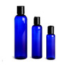 8 oz Cobalt Blue PET Cosmo Plastic Bottle w/ Black Disc Cap -Pack of 6