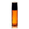 1/3 oz (10ml) AMBER Glass Roll on Bottles with Black Cap and Plastic Roller Ball