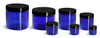 8 oz cobalt blue PET single wall jar with 70-400 neck finish w/ Plastic Lined Caps- Pack of 6