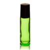 1/3 oz (10ml) GREEN Glass Roll on Bottle with Black Cap and Plastic Roller Ball