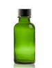 1 oz Green Glass Bottle w/ Black Poly Seal Cone Cap