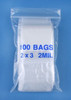2" x 3", 2 Mil Reclosable Clear Ziplock Poly Bags, Pack of 1000