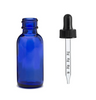 1 oz Cobalt BLUE Glass Bottle w/ Black Calibrated Glass Dropper