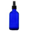 8 oz BLUE Boston Round Glass Bottle - w/ Black Fine Mist Sprayer