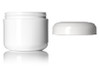 4 oz white PP/PS double wall round base jar with 70-400 neck finish w/ White PP 70-400 unlined dome lid