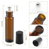 6 pcs, 10ml Amber Glass Roller Bottles with Stainless Steel Roller Ball for Essential Oil