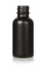 1 oz Matt Black -colored clear glass bottle with 20-400 neck finish