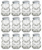 9 Ounce, Glass Bear Jar - For Honey, Jam, Favors - Case of 12 (With White Lids)