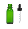 1/2 oz (15ml) GREEN Glass Bottle w/ Black Calibrated Glass Dropper