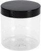 16 oz Big Mouth Clear Plastic PET Jar with Black Smooth Lids - Set of 6