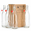 Set of 4 -33.75 Oz Giara Glass Bottle with Stopper Caps, Carafe Swing Top Bottles with Airtight Lids