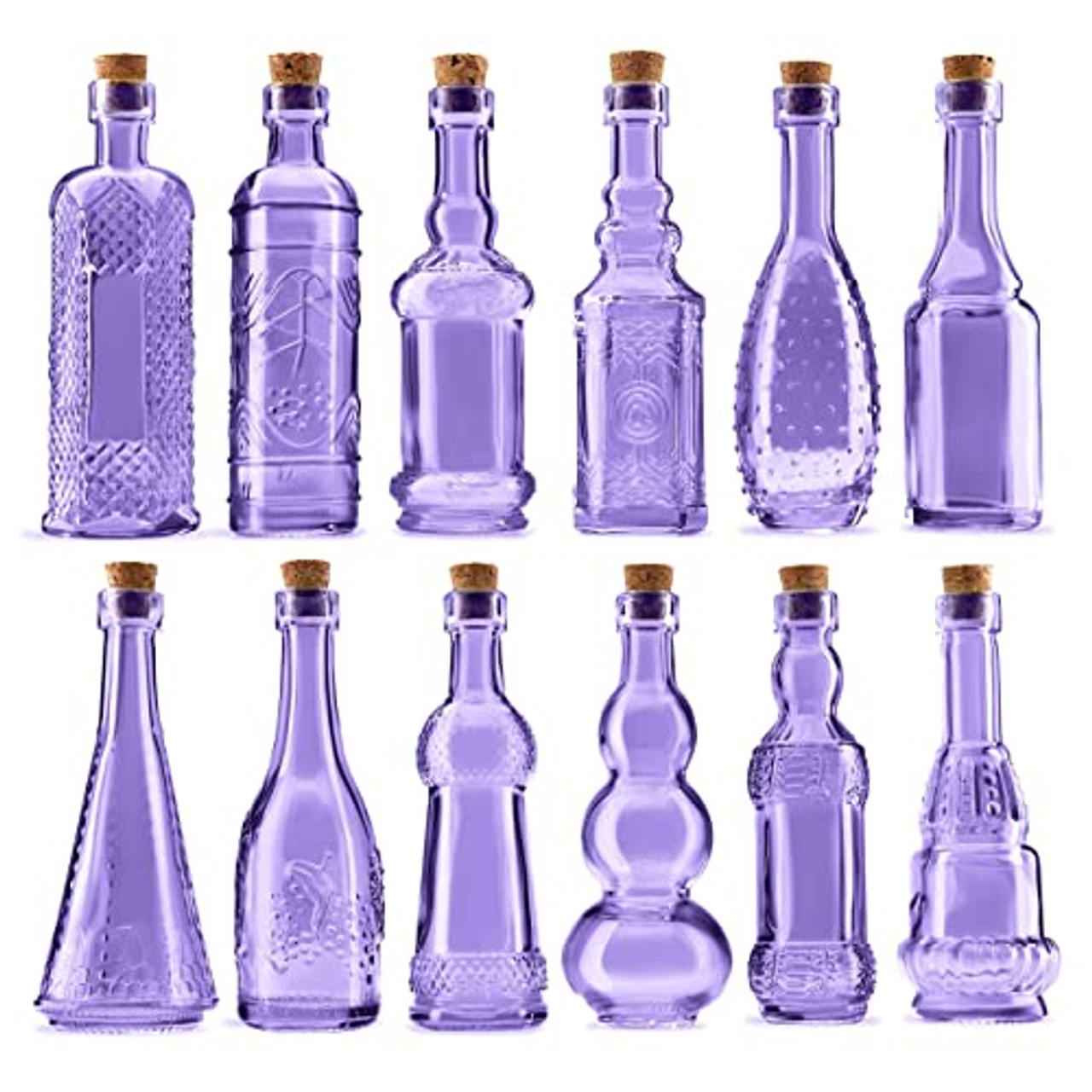 Whole Housewares | 10 oz Star Shaped Glass Favor Jars with Cork Lids,Glass Wish Bottles with Cork Set