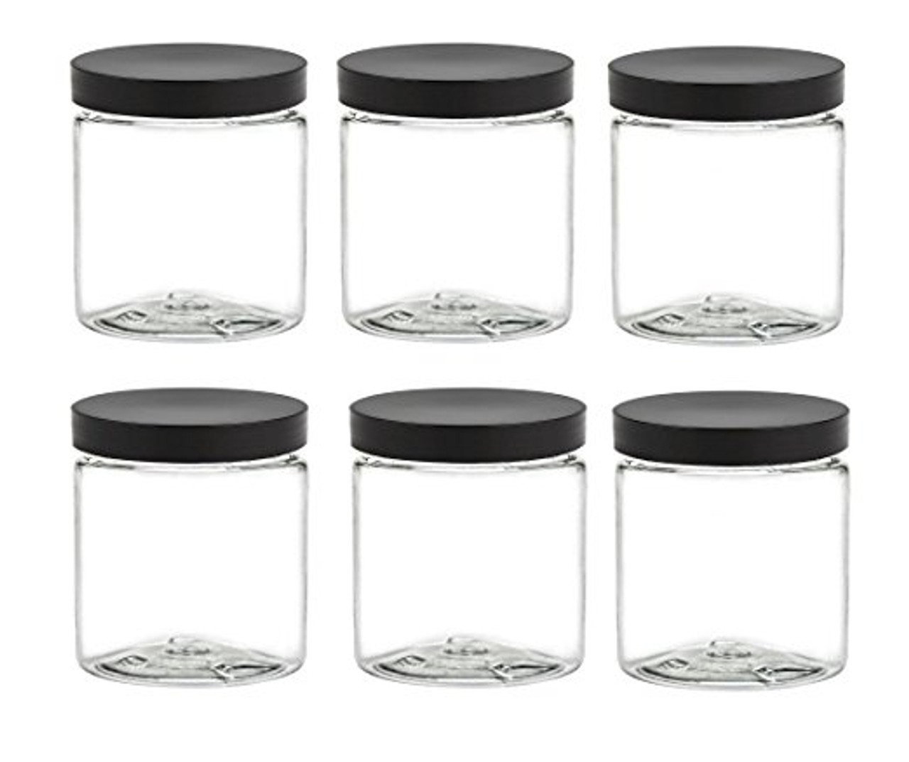 RoyalHouse - 12 PACK - 9.5 Oz with Red Cap - Plastic Jars Bottles  Containers - Perfect for Storing Spice, Herbs and Powders - Lined Cap -  Safe Plastic
