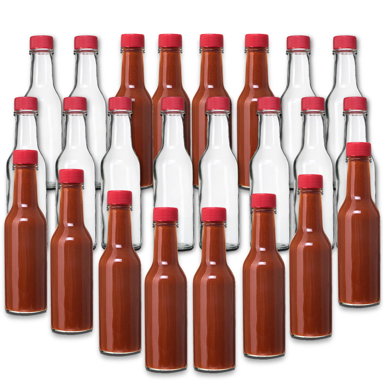 5 oz woozy hot sauce bottles with RED CAP - pack of 24