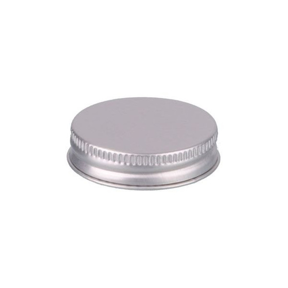 48-400  Neck (Pk 200) Silver aluminum 48-400 lid with PS foam liner