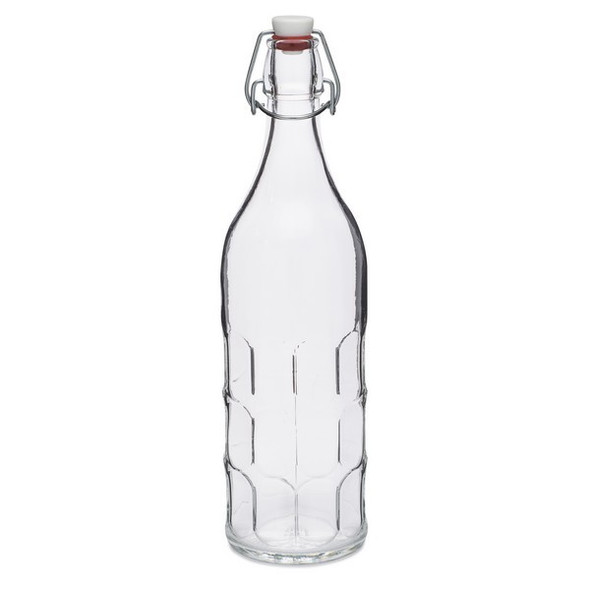 34 oz Clear Glass Round Bale Wire Moresca Bottles (Swing Top Cap) (Case Qty: 20)