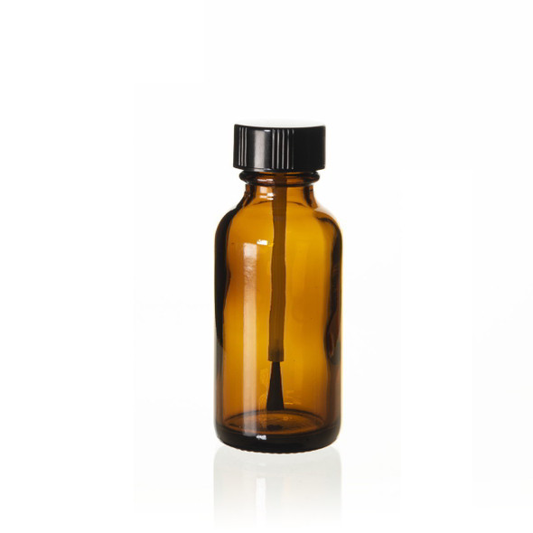 1 oz AMBER Glass Bottle - w/ Black Brush Cap