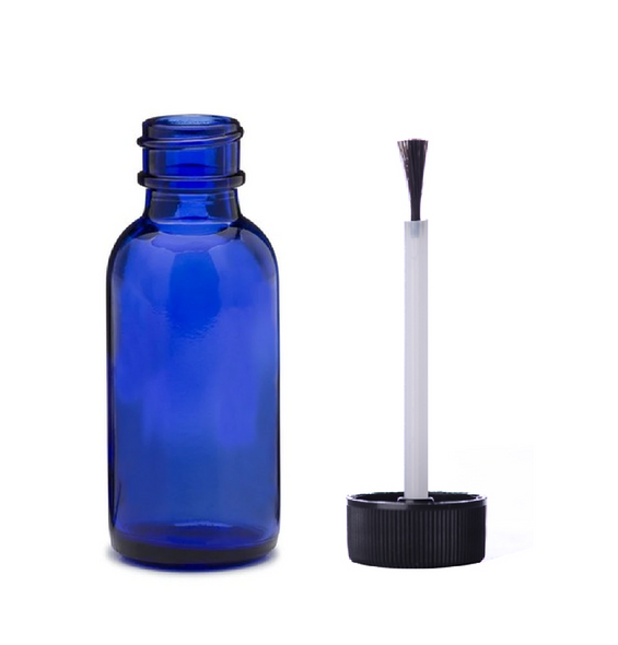 1 oz Cobalt Blue Glass Bottle - w/ Black Brush Cap