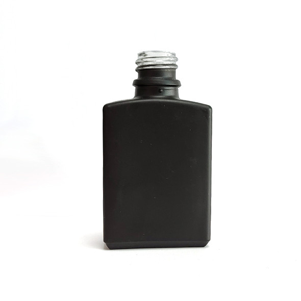 1 oz Matt Black SQUARE Glass Bottle w/ 18-415 Black Tamper Evident Calibrated Dropper