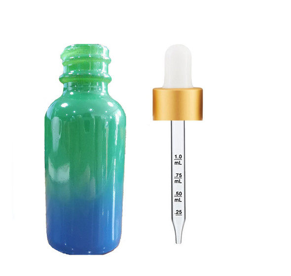 1 Oz Sage Green and Blue Multi-fade Bottle w/ White - Gold Calibrated  Dropper