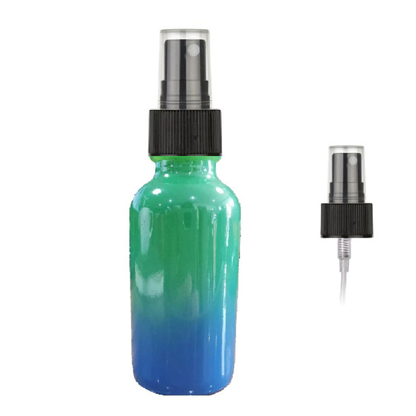 1 Oz Sage Green and Blue Multi-fade Bottle w/ Black Fine Mist Sprayer