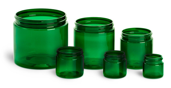 ($.43 ea) 8 oz green PET single wall jar with 70-400 neck finish- Case of 320